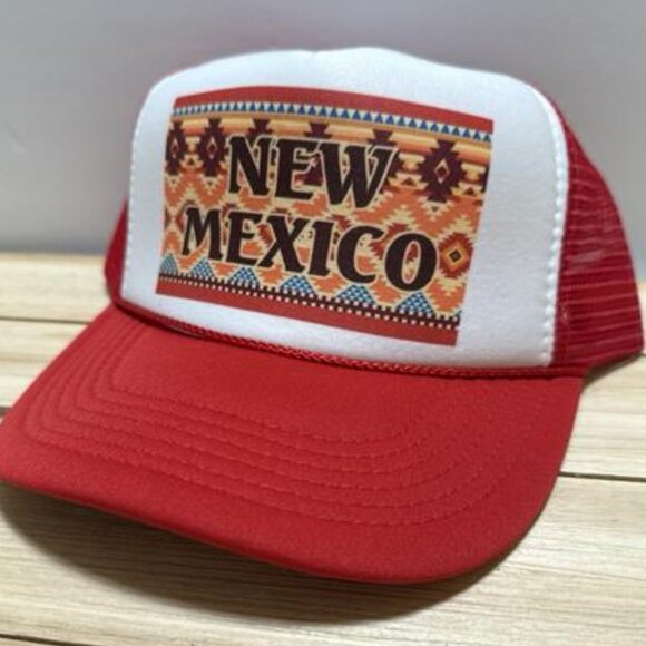 Handmade Accessories - Retro Vintage Logo New Mexico Hat Vacation State Trucker Cap Travel USA Handmade